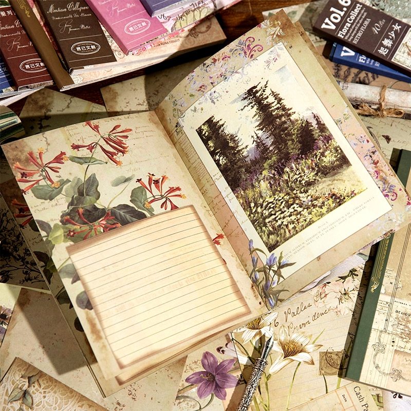 40 Unrepeated Large Size Vintage Material Paper Double-JournalTale