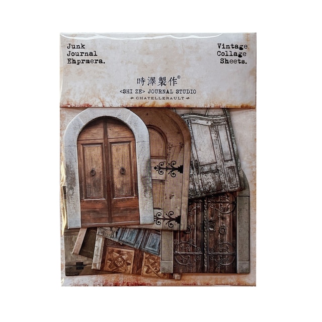 Vintage Material Paper Wooden Door Thick Card Handmade-JournalTale