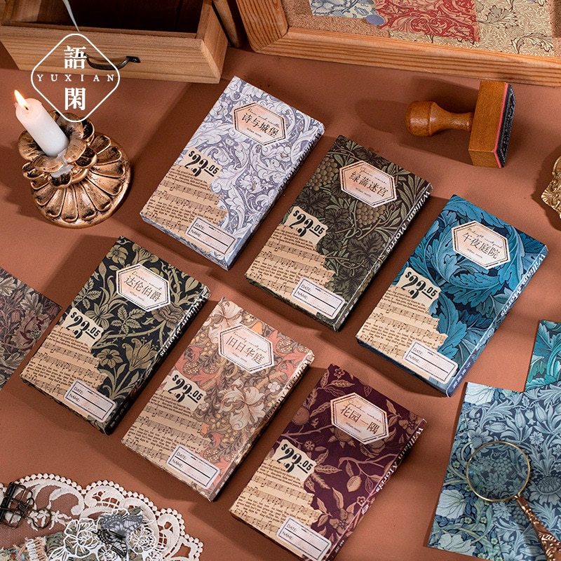 60 Pcs Vintage Flower Pattern Deco Craft Paper-JournalTale