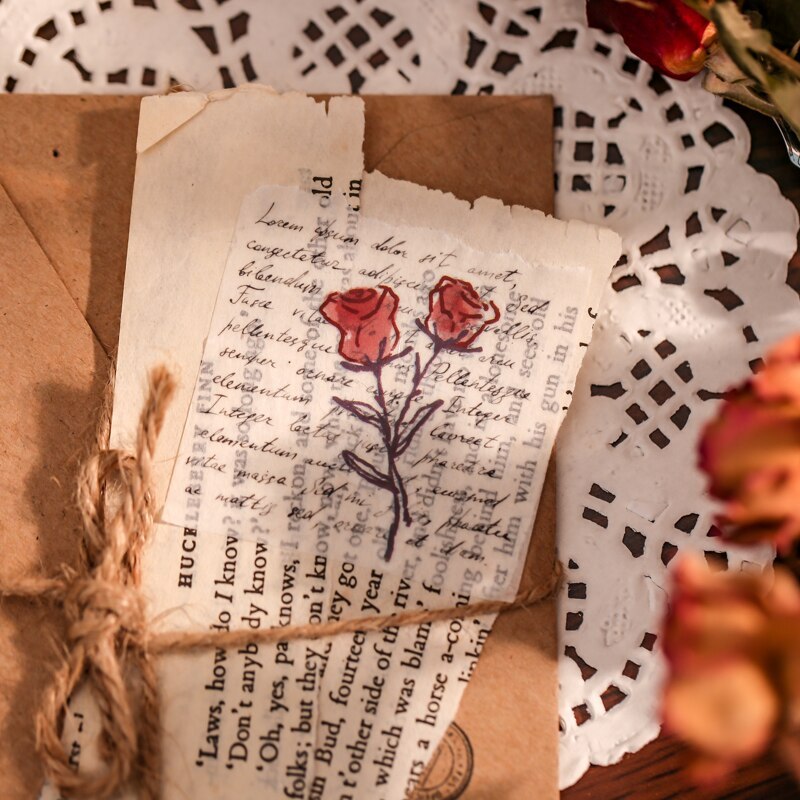 2 Sheets Vintage Rose Plants Illustration PVC Stickers Pack-JournalTale