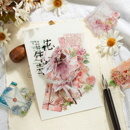 20pcs/pack Creative Laser Gliding Stickers Aesthetic Flowers-JournalTale