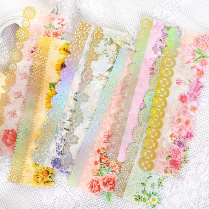 10 Sheets Lace Romance Series Flower Landscaping PET Sticker-JournalTale