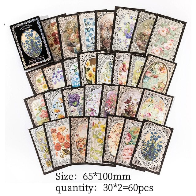 60 pcs/pack Vintage Lace Material paper Diy Decorative paper-JournalTale