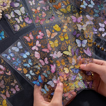 3pcs Colorful Butterfly PET Stickers Decorative Decals-JournalTale