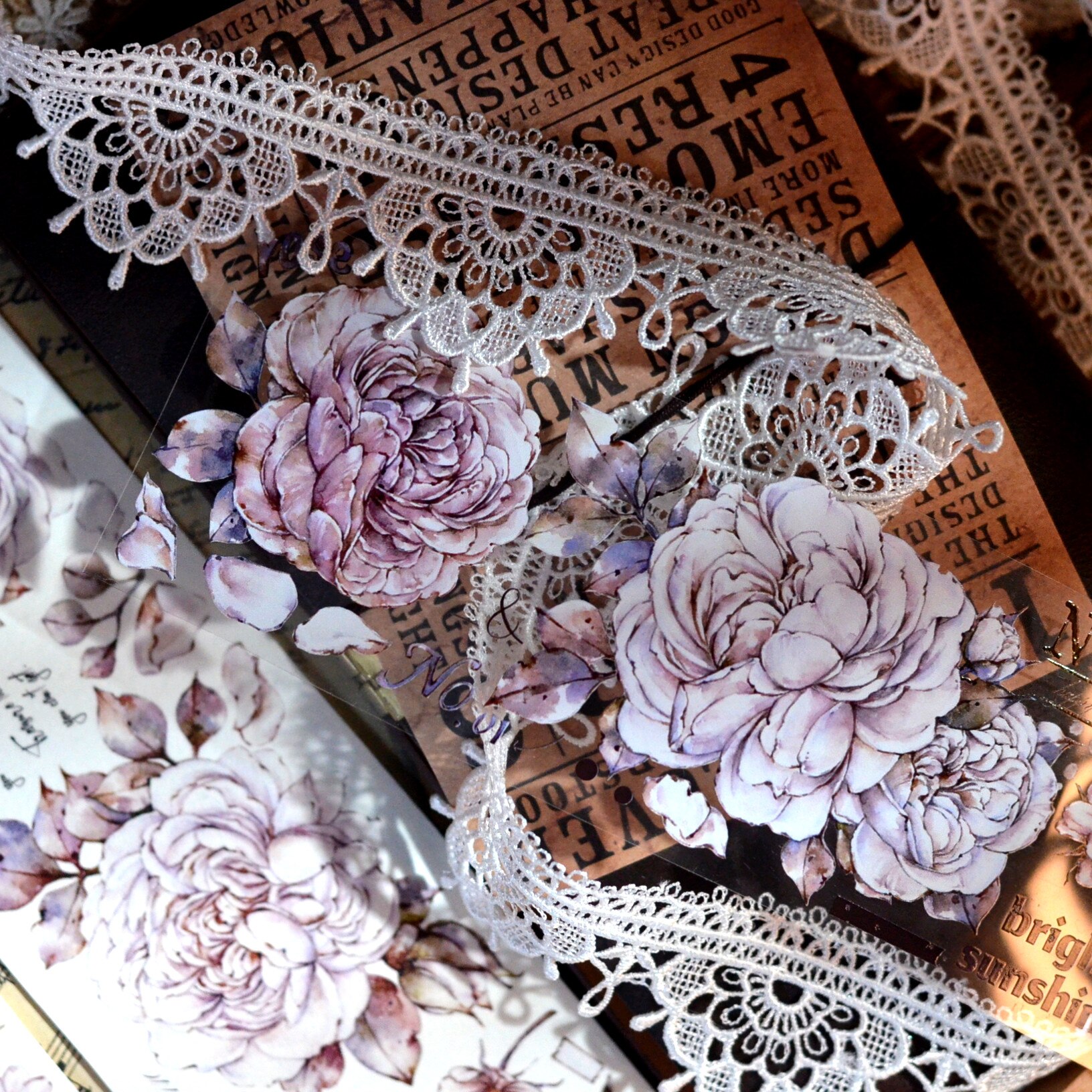 6 Meter Roll Austin Rose Flowers Washi Paper-JournalTale