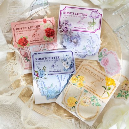 30pcs/lot Rose&#39;s Letter Stickers Rose Boarder Sticky-JournalTale
