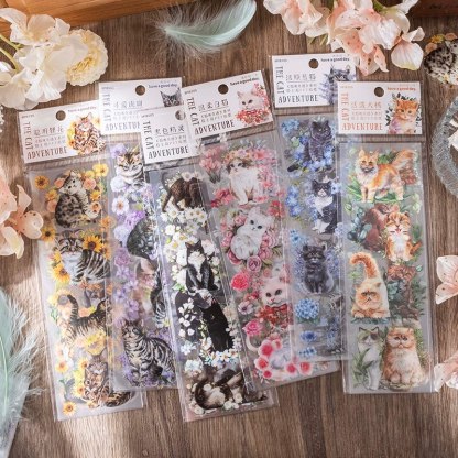 Cat stickers 6 Sheets  Adhesive Diy Sticker Decorative Diary-JournalTale
