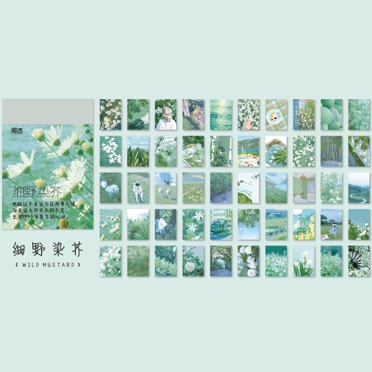 50 Sheets Natural Scenery Art Paintings Stationery Stickers Book-JournalTale