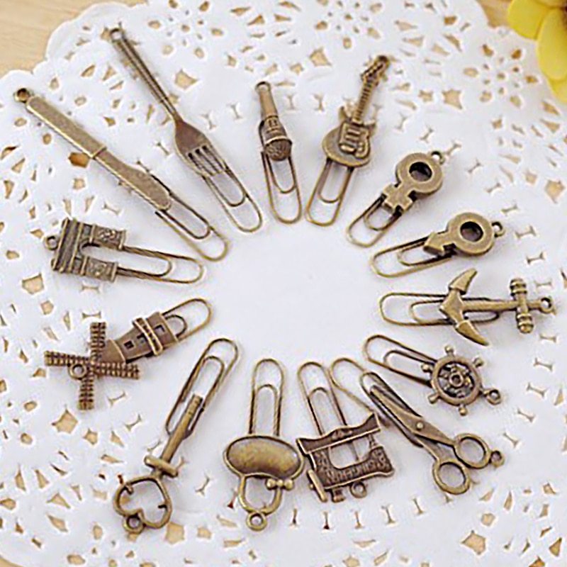 2pcs/set Vintage Metal Bookmarks Bronze Color Paper Clip-JournalTale