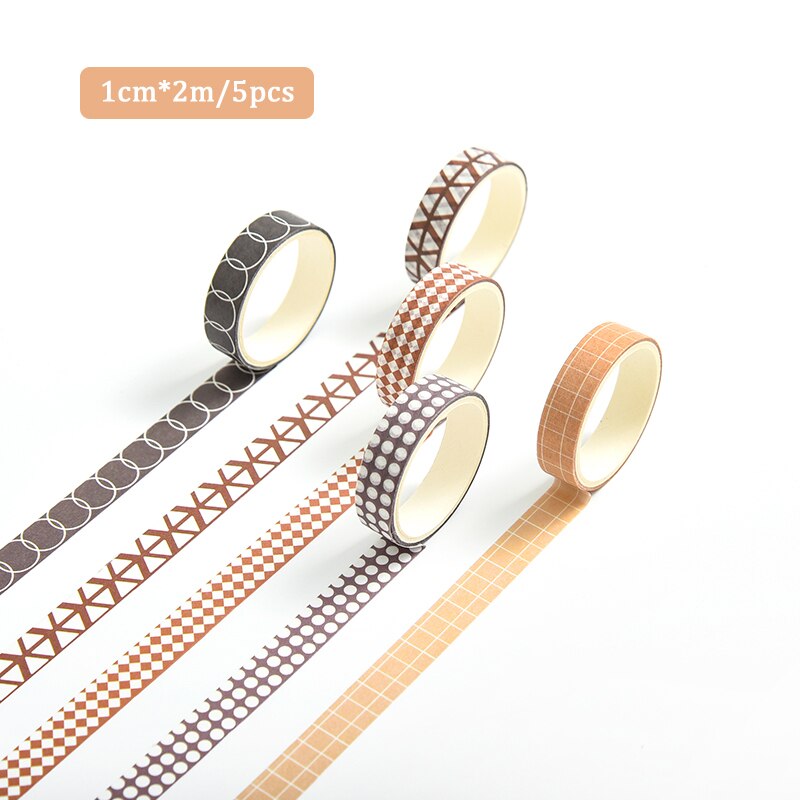 5pcs/set 10mmx2m Simple Grids Series Cute Washi Tape-JournalTale