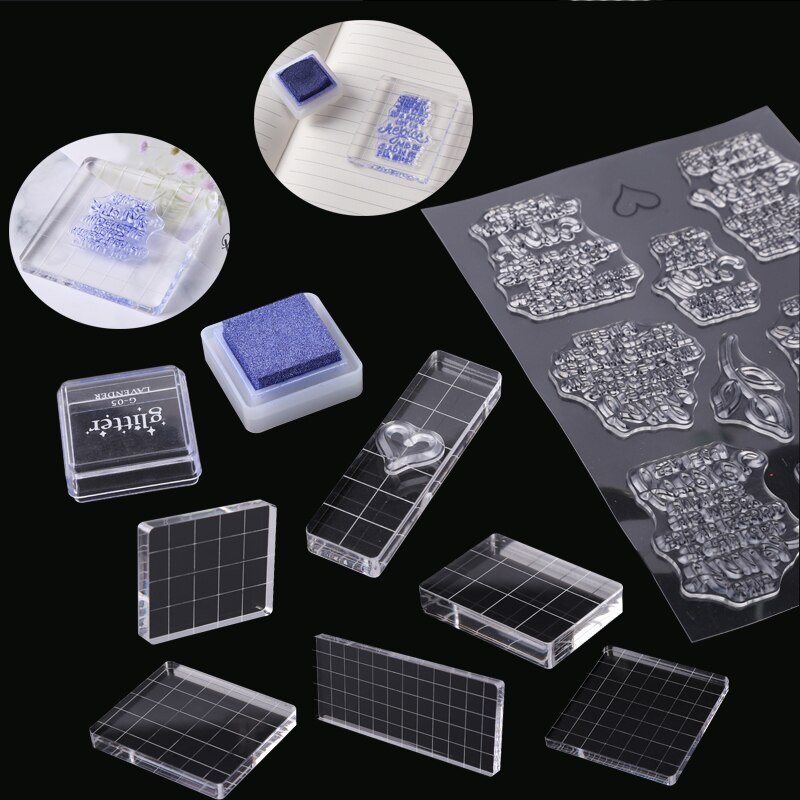 7 Types Clear Acrylic Stamp Block Transparent Silicone Stamp-JournalTale