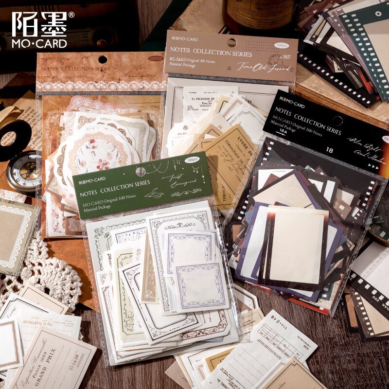 100pcs Vintage Frame Material Paper Writable Memo Pad-JournalTale