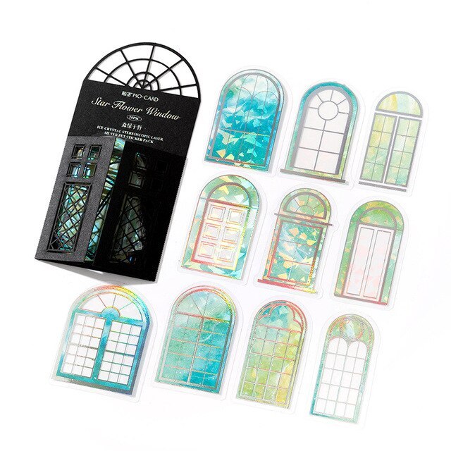 20pcs Retro Foil Silver Laser Window Stickers Pack-JournalTale