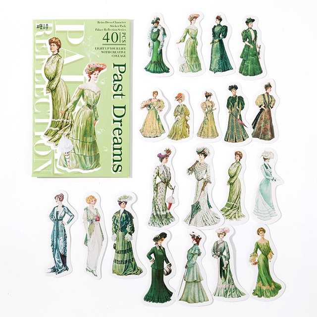 40pcs/1lot Sticker Vintage Court girl-JournalTale
