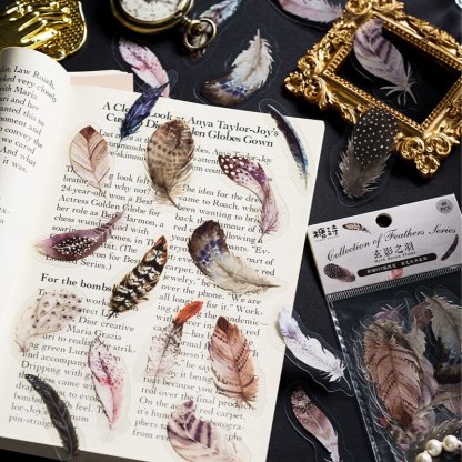 40pcs/pack PET Materials Feathers Series Stickers DIY Scrapbooking-JournalTale