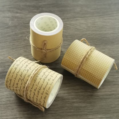 6CM Wide Vintage Kraft Paper Grid Letter Text Washi Tape-JournalTale