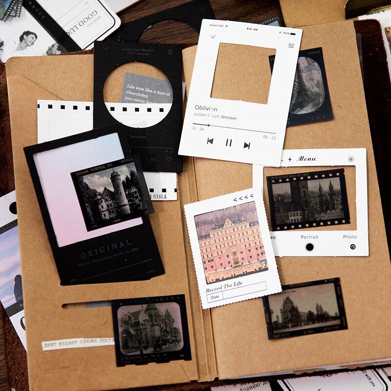 20pcs/lot Black and White Frame Decoration Material Paper-JournalTale