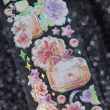 4pcs Vintage PET laser Flower Decorative Stickers-JournalTale