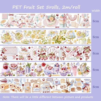 PET Colored Set Washi Tape Flower Fruit Delicacy Washi Set-JournalTale