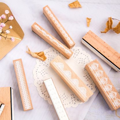 10 PCS Lace Wooden Stamps for Scrapbooking-JournalTale