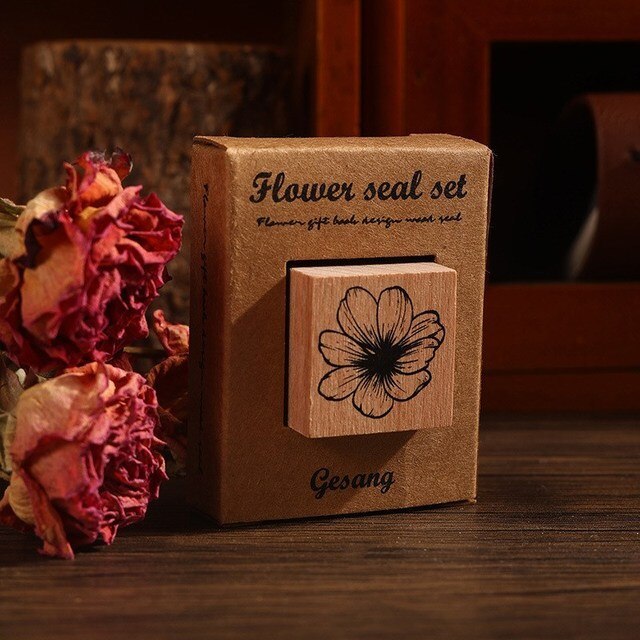 Wood Rubber Stamps Flower Decorative Rubber Stamp-JournalTale