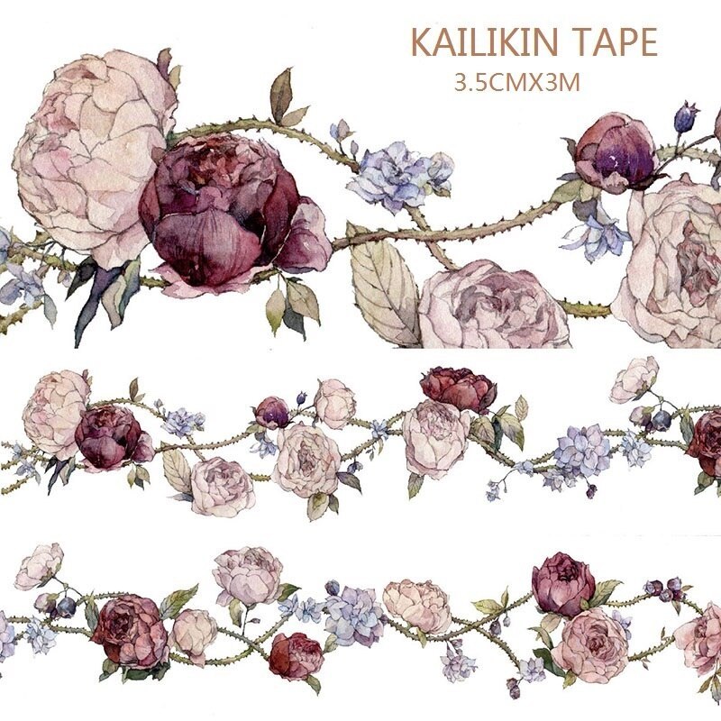 Original flower design whole roll PET/ washi paper tape-JournalTale
