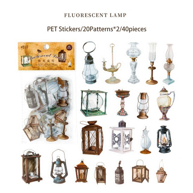 40pcs/pack Antique Style PET Stickers Decor Journal-JournalTale