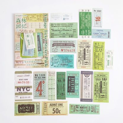 Vintage Boxed Stickers 60 pcs Ticket Style Retro Decor Sticker-JournalTale