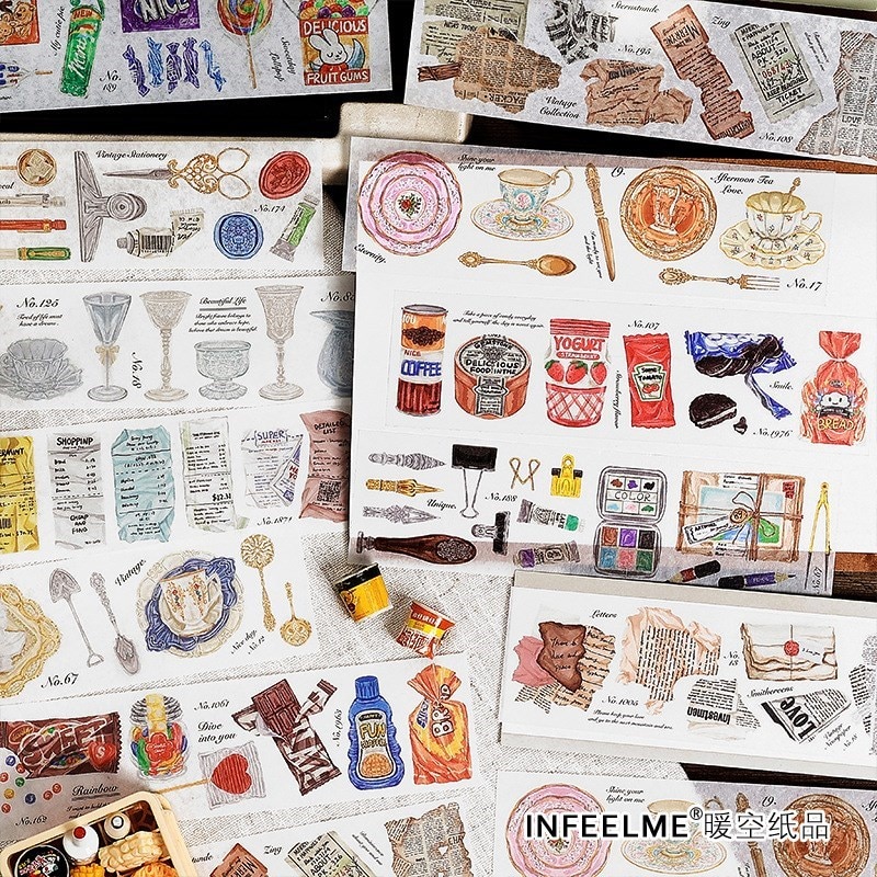 6 Pcs?Vintage Scrapbooking Sticker snack drink Adhesive-JournalTale
