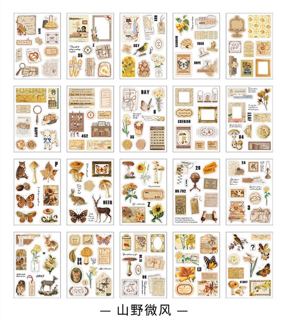 20 Sheets Vintage PET Sticker Book Diy Diary Butterfly-JournalTale