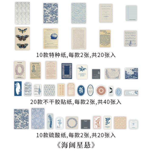 80 pcs Stickers and Decorative paper Set-JournalTale
