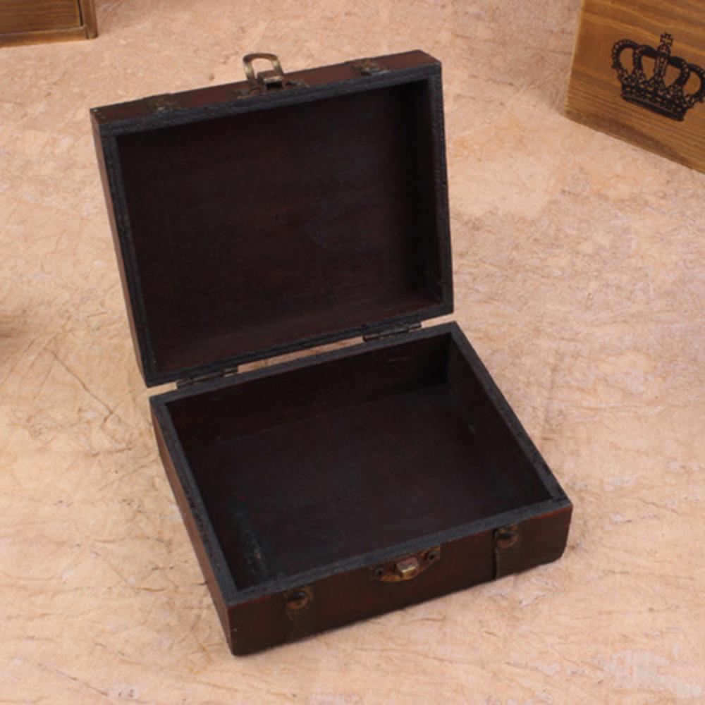 Retro Storage Box Jewelry Wood Wooden Lock Catch-JournalTale