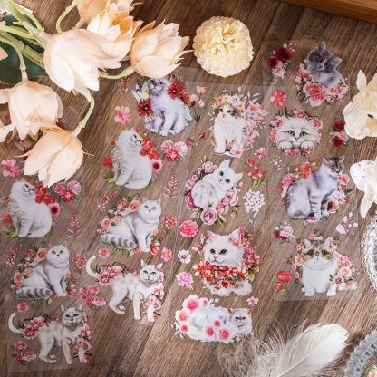 Cat stickers 6 Sheets  Adhesive Diy Sticker Decorative Diary-JournalTale