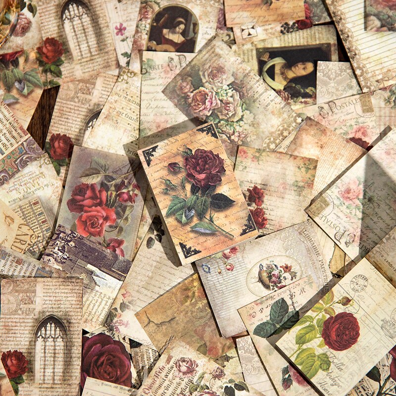 60 sheets Double-side Printed Vintage Material Paper-JournalTale