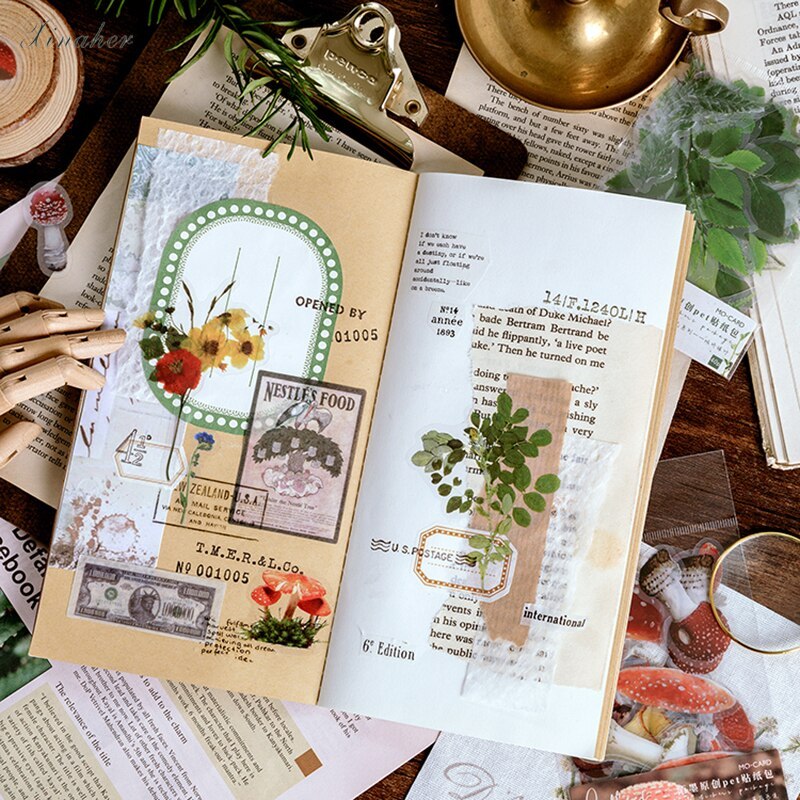40pcs/bag Vintage leaves flowers PET sticker package-JournalTale
