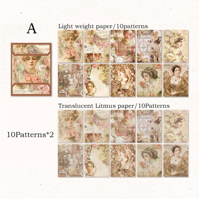 20pcs/pack Vintage Collage Litmus Paper Light Weight Paper-JournalTale