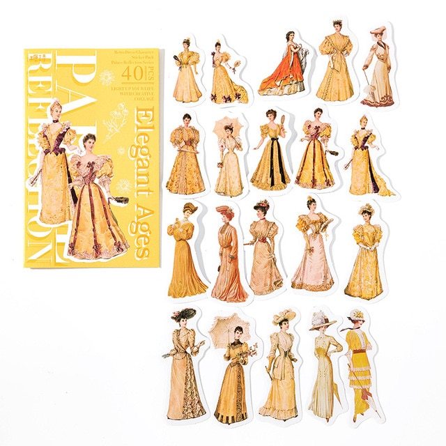 40pcs/1lot Sticker Vintage Court girl-JournalTale