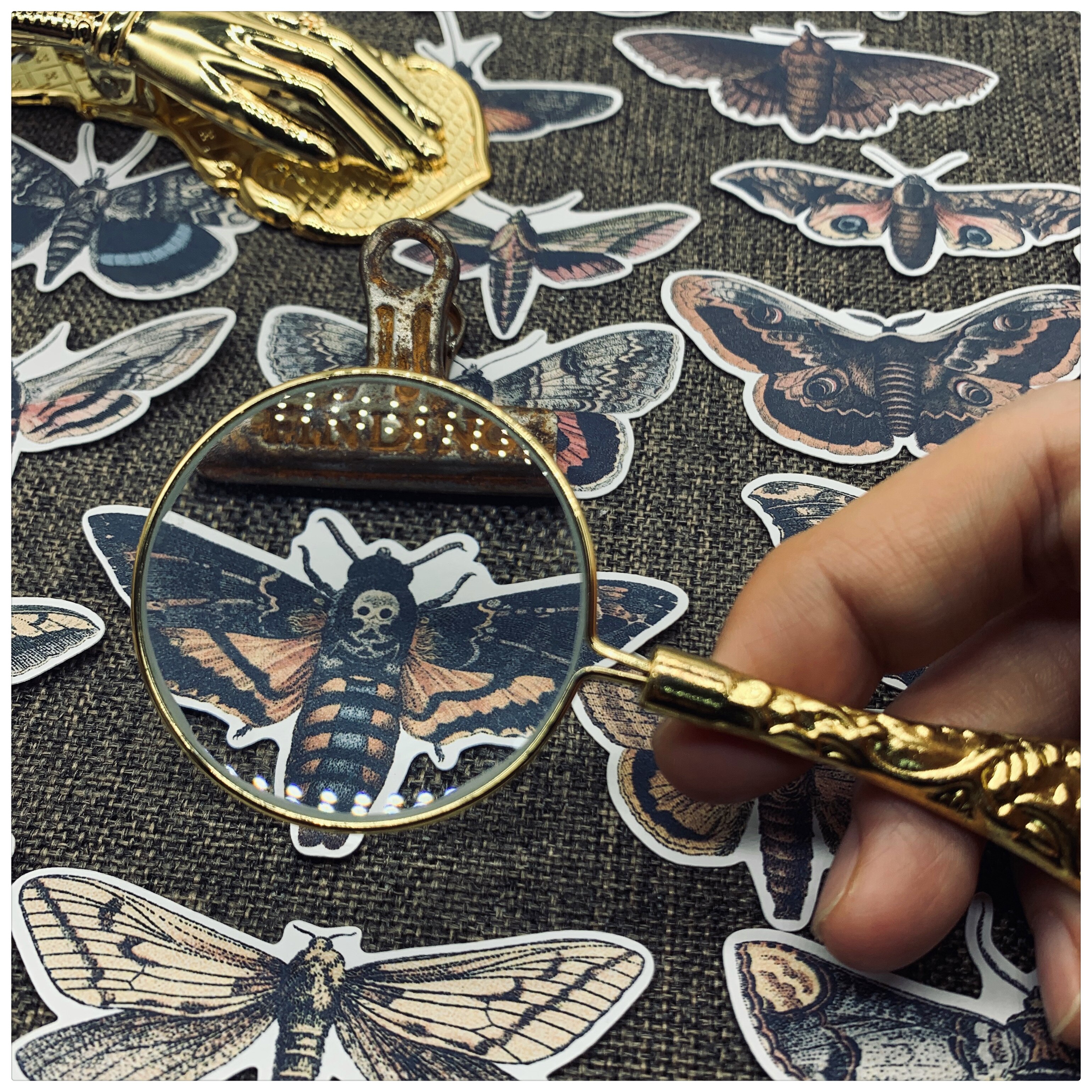 Vintage Black Moth Stickers Junk Journal-JournalTale