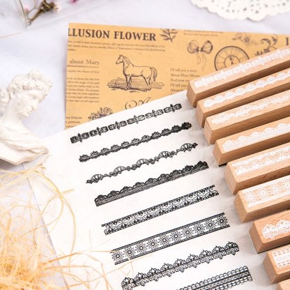 10 PCS Lace Wooden Stamps for Scrapbooking-JournalTale