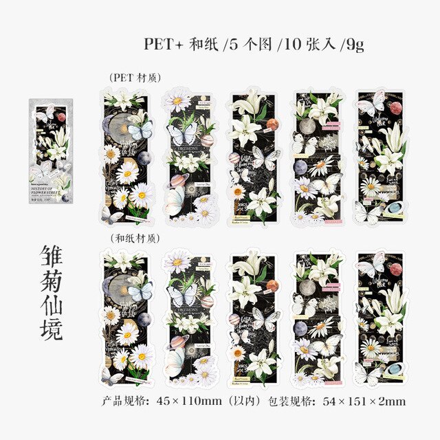 Retro Flower Butterfly Masking Washi Tape PVC Art Decorative-JournalTale
