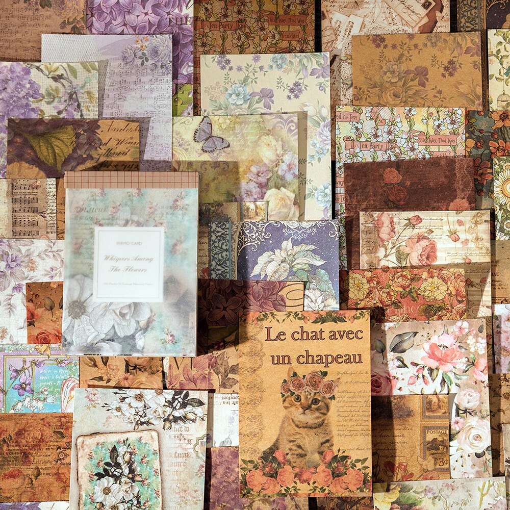 100Sheets Dual-material Vintage Material Papers-JournalTale