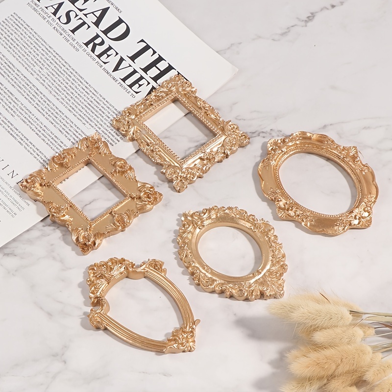 1pc Golden Picture Frame Vintage Relief Frames-JournalTale
