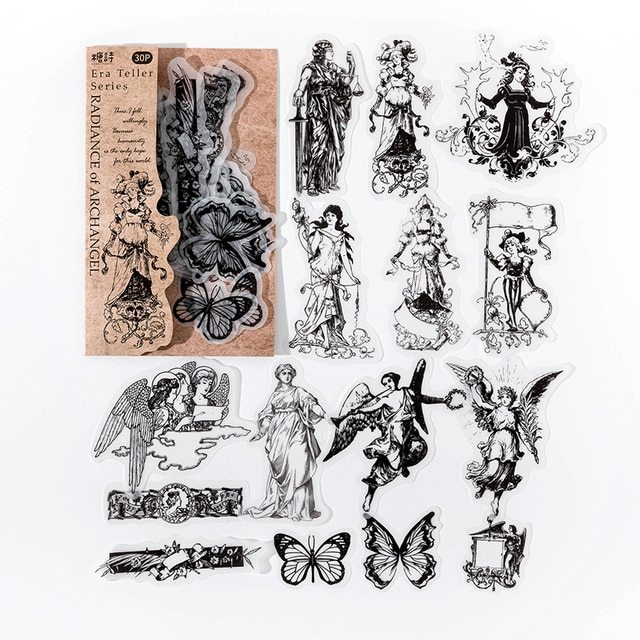30 pcs Vintage INS Character Stickers fairy gentleman-JournalTale