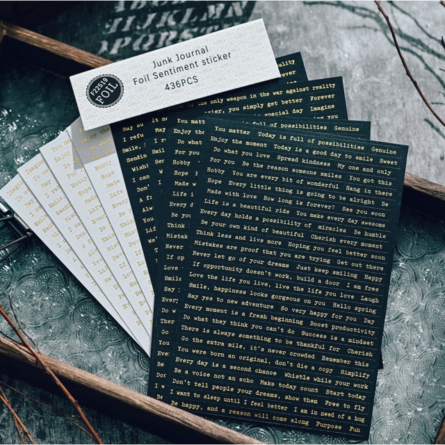 528Pcs Retro Sentiment Phrase Stickers Junk Journal-JournalTale