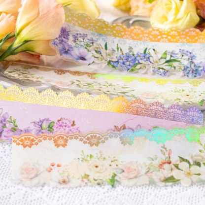 10 Sheets Lace Romance Series Flower Landscaping PET Sticker-JournalTale