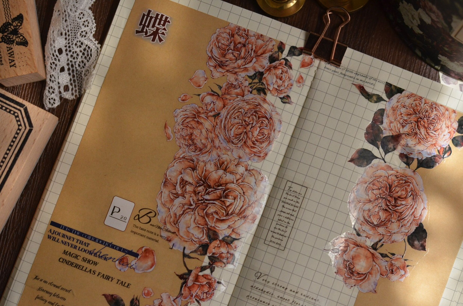 5 Meter Roll Austin Rose Flower Journal Washi Tape-JournalTale