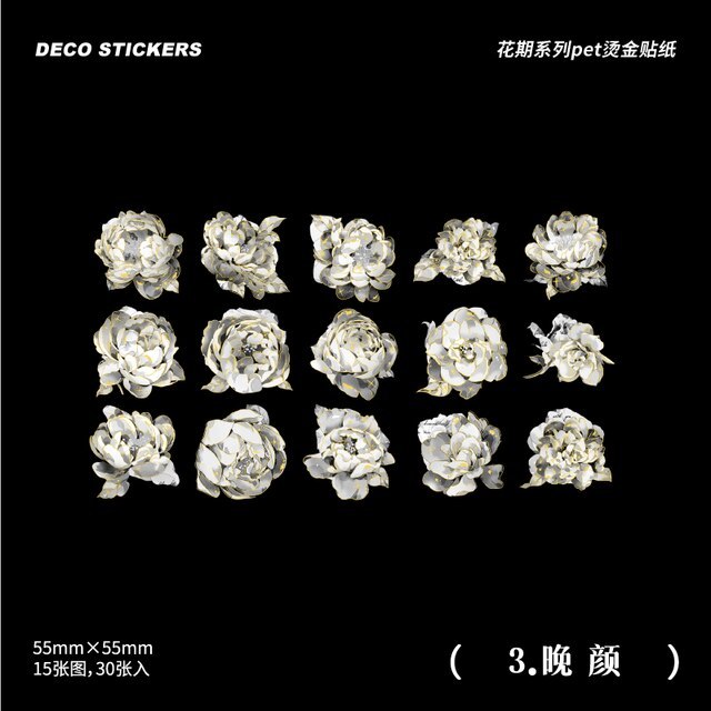 30 pcs Bronzing Flowers Stickers pack Decorative material-JournalTale