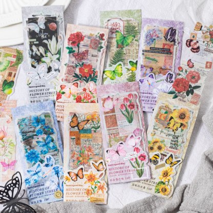 Retro Flower Butterfly Masking Washi Tape PVC Art Decorative-JournalTale