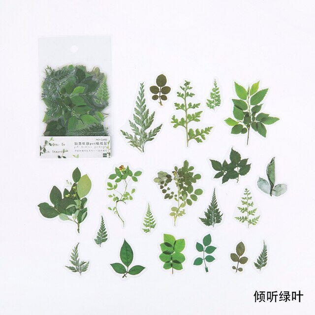 40pcs/bag Vintage leaves flowers PET sticker package-JournalTale