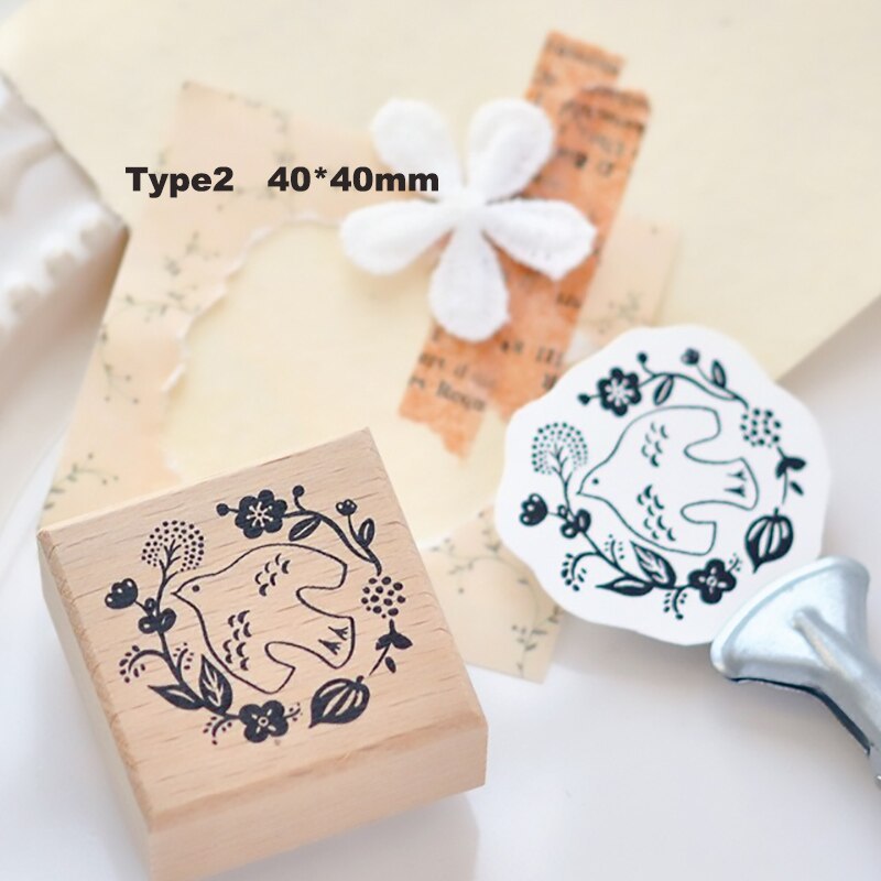 Stamp Wooden Scrapbook Supplies Flower Petal Birds Stamps-JournalTale